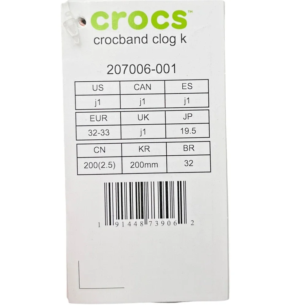 Crocs Crocband Big Boys Girls Slip-on Clog Size 1 J1 Black White Water Friendly